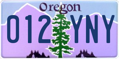 OR license plate 012YNY