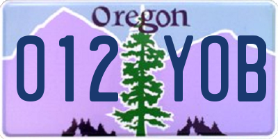 OR license plate 012YOB