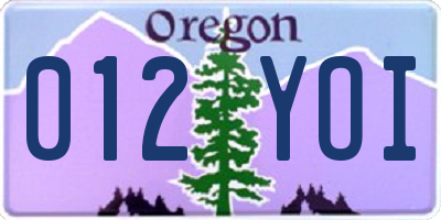 OR license plate 012YOI