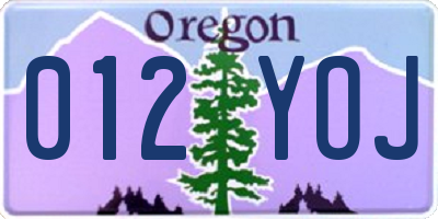 OR license plate 012YOJ
