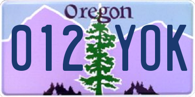 OR license plate 012YOK