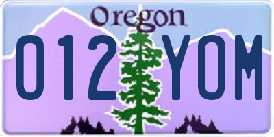 OR license plate 012YOM