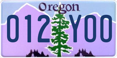 OR license plate 012YOO
