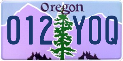 OR license plate 012YOQ