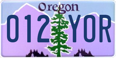 OR license plate 012YOR