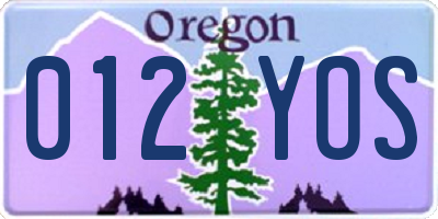 OR license plate 012YOS