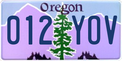 OR license plate 012YOV