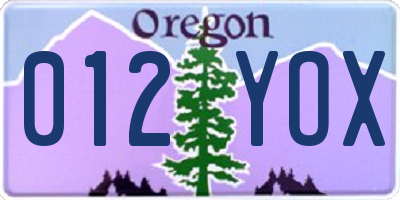 OR license plate 012YOX