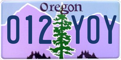 OR license plate 012YOY