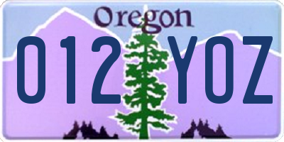 OR license plate 012YOZ