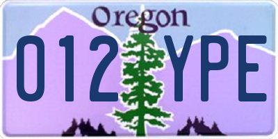 OR license plate 012YPE