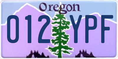 OR license plate 012YPF