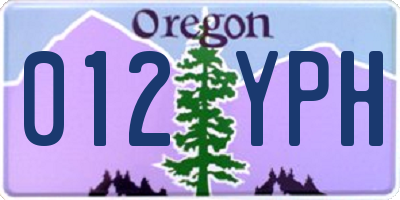OR license plate 012YPH