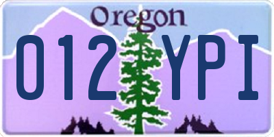 OR license plate 012YPI
