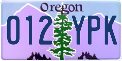 OR license plate 012YPK