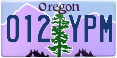 OR license plate 012YPM