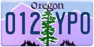 OR license plate 012YPO