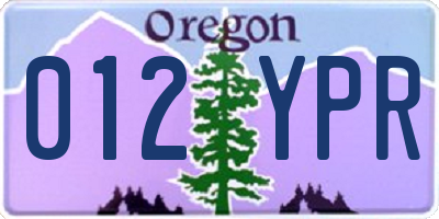 OR license plate 012YPR