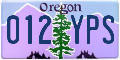 OR license plate 012YPS