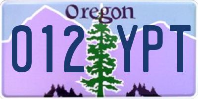 OR license plate 012YPT