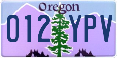 OR license plate 012YPV