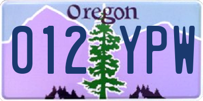 OR license plate 012YPW