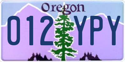 OR license plate 012YPY