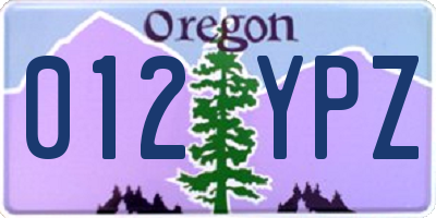 OR license plate 012YPZ