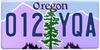 OR license plate 012YQA