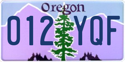 OR license plate 012YQF