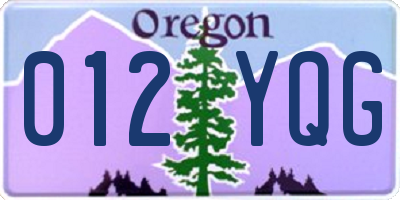OR license plate 012YQG