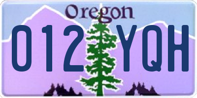 OR license plate 012YQH