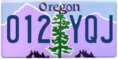 OR license plate 012YQJ