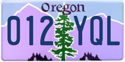 OR license plate 012YQL