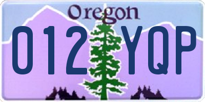 OR license plate 012YQP