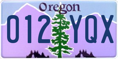 OR license plate 012YQX