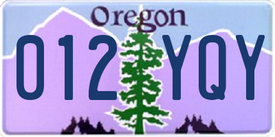 OR license plate 012YQY