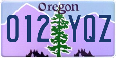 OR license plate 012YQZ