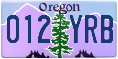 OR license plate 012YRB