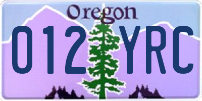 OR license plate 012YRC