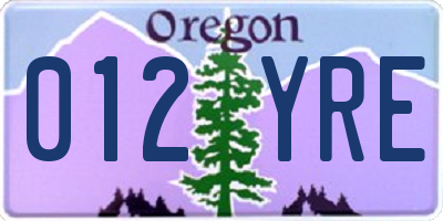 OR license plate 012YRE