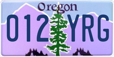 OR license plate 012YRG