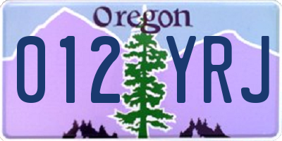 OR license plate 012YRJ