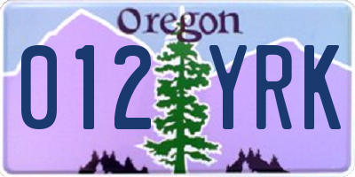 OR license plate 012YRK