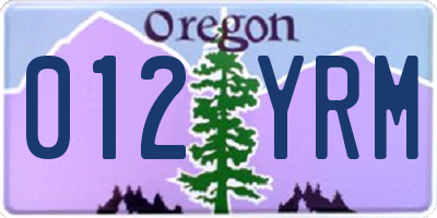 OR license plate 012YRM