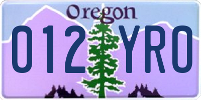 OR license plate 012YRO
