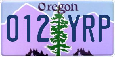 OR license plate 012YRP
