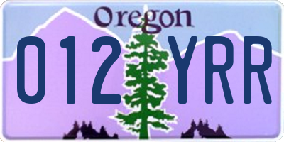 OR license plate 012YRR
