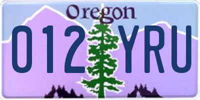 OR license plate 012YRU