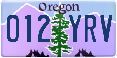 OR license plate 012YRV
